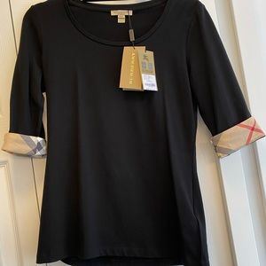 Burberry checked cuff top, cotton